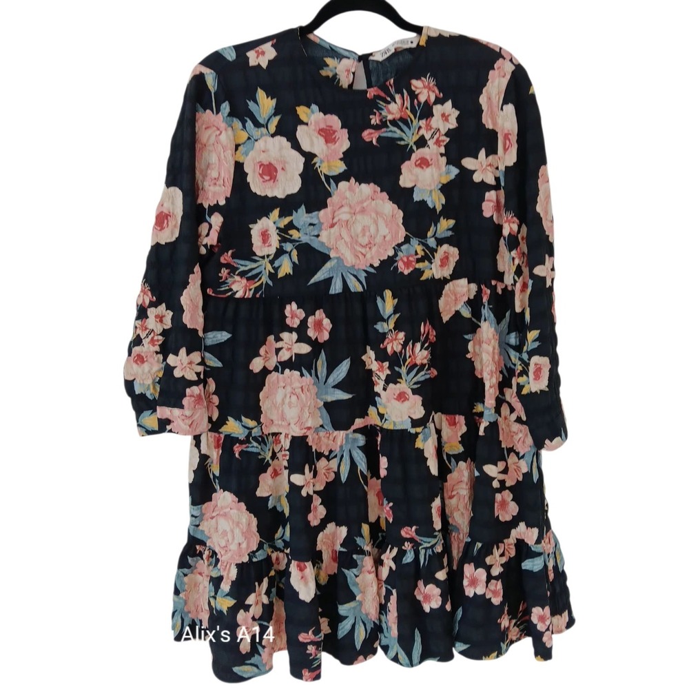 Zara Floral Tunic Top - Black and Pink